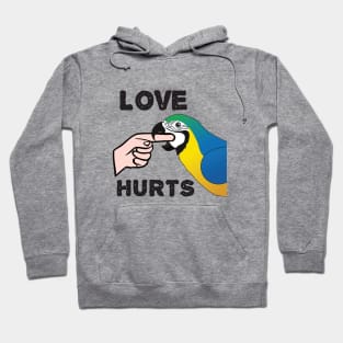 Love Hurts - Blue and Gold Macaw Parrot Hoodie